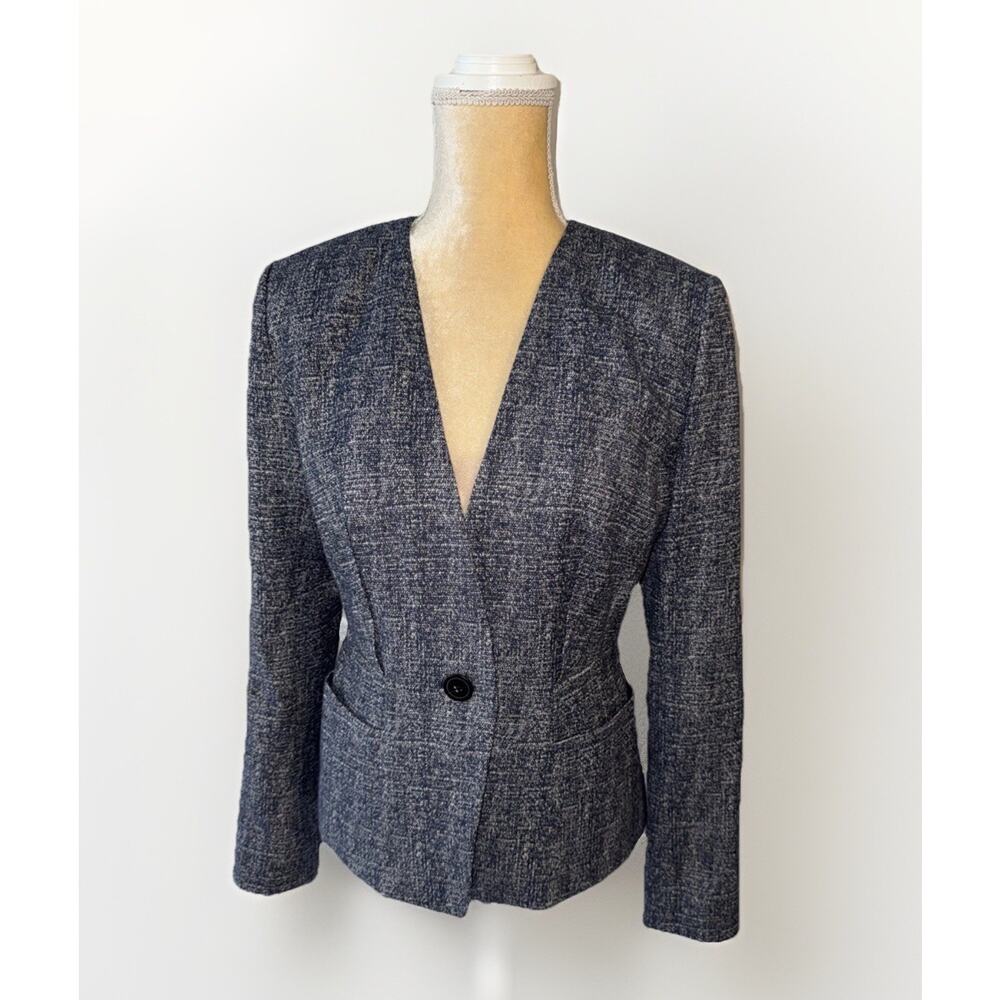 Classique Entier Collarless Single Breasted Button Blazer Size 8